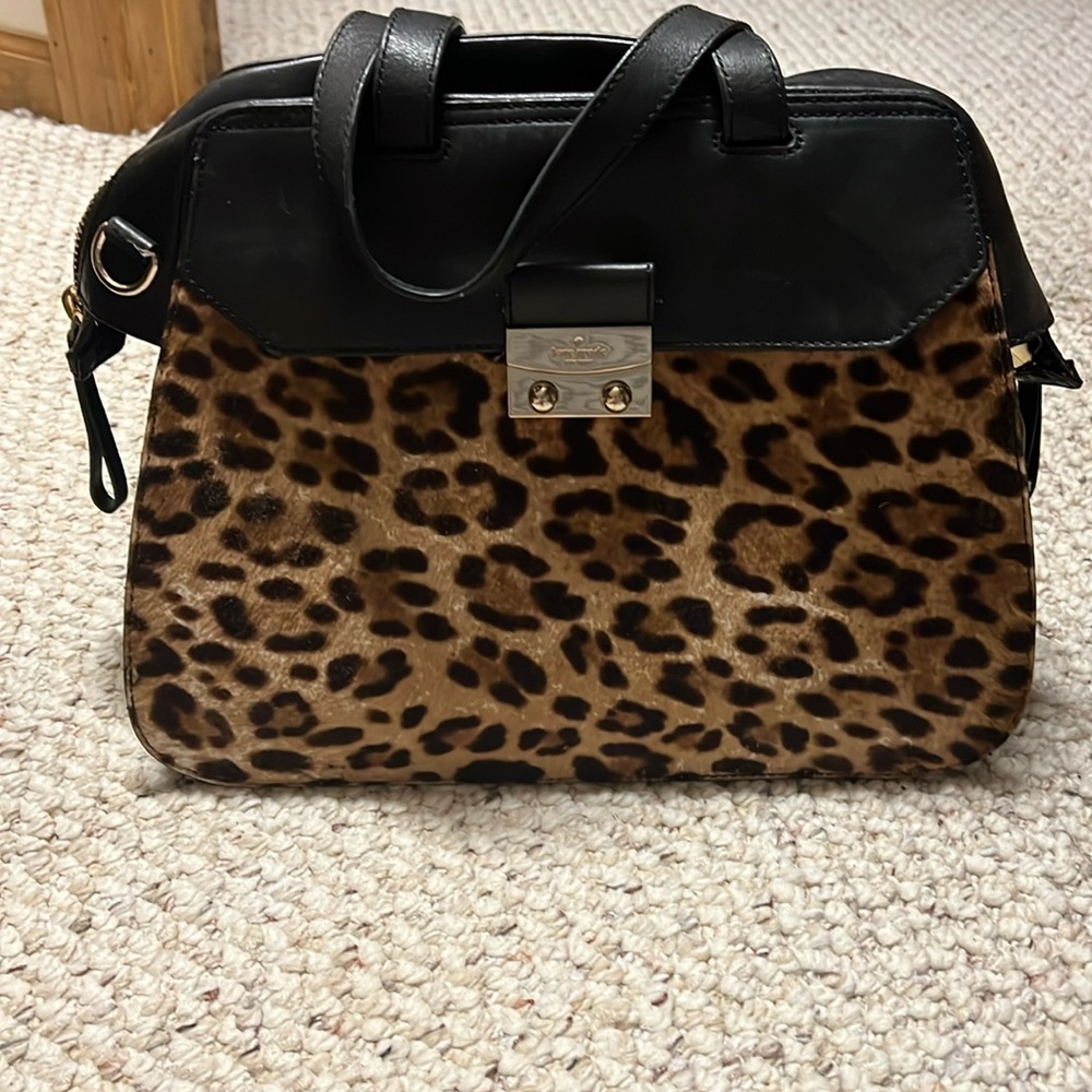 Kate Spade leopard and leather satchel bag (used)